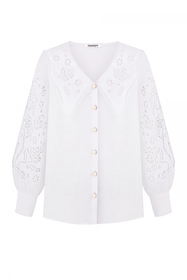 Tree Of Life Embroidered Blouse in White