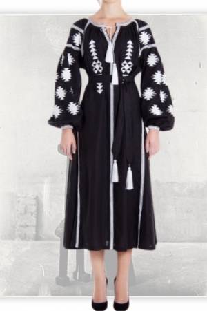 Rochie  Foberini tip Vyshyvanka“Black geometry”