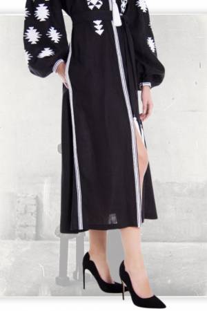 Rochie  Foberini tip Vyshyvanka“Black geometry”