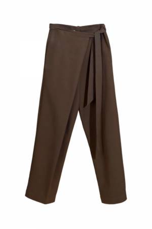 High waist linen trousers in brown Dans la Rue