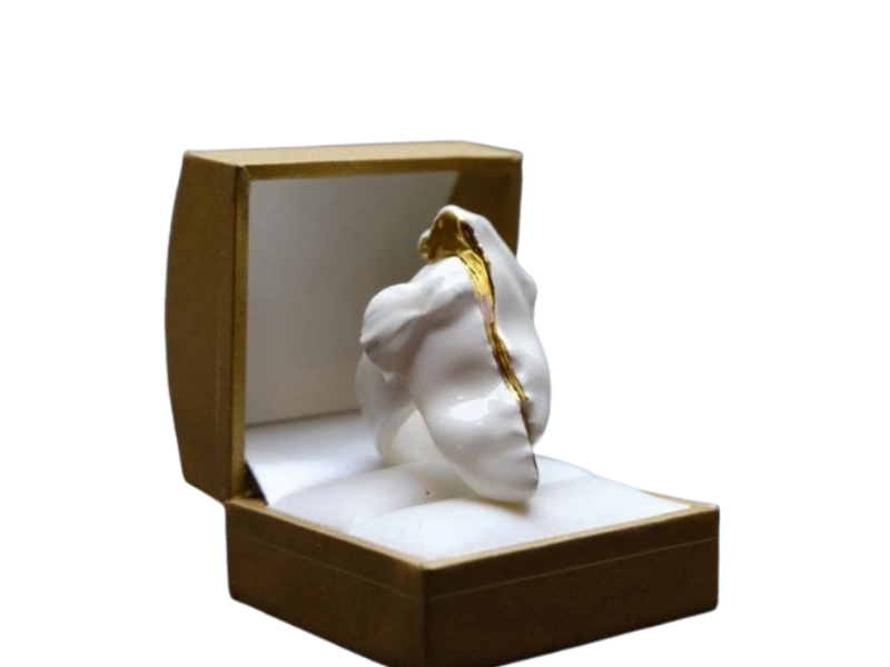 Inel Blanche XXI ceramica decorat cu aur 22k Ceramica de Soare