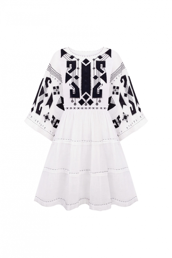Braille Short Dress in White
