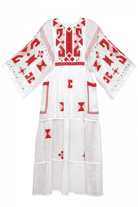 Braille Handmade Long Dress in White
