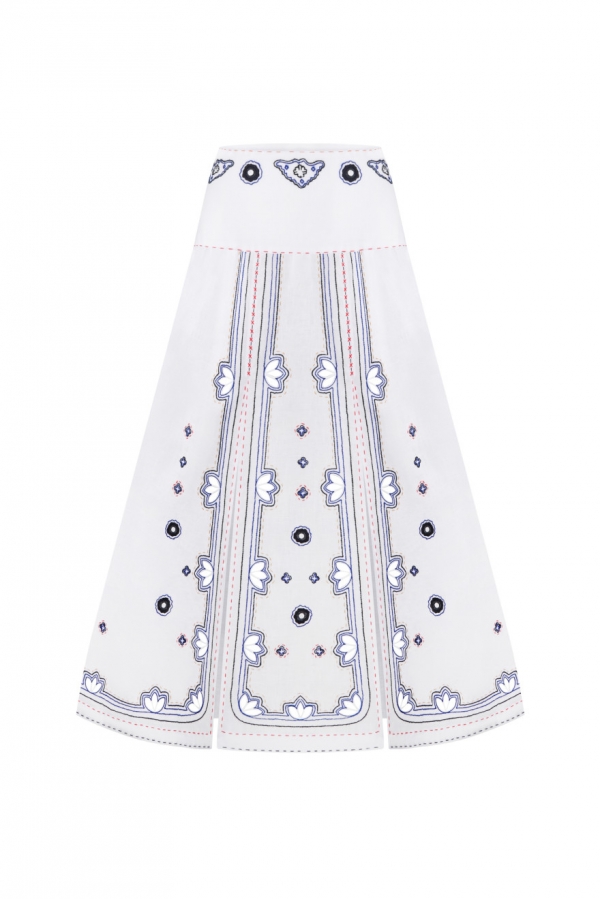 Check Mate Long Skirt in White