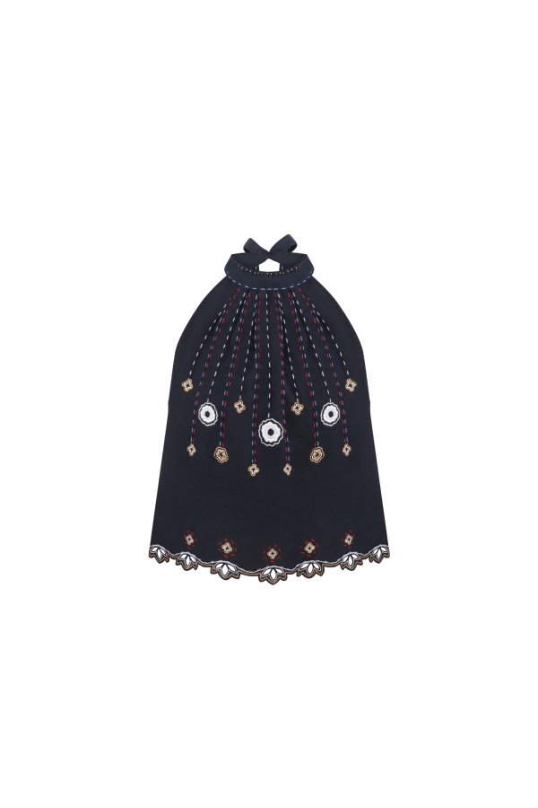 Check Mate Top in blue navy