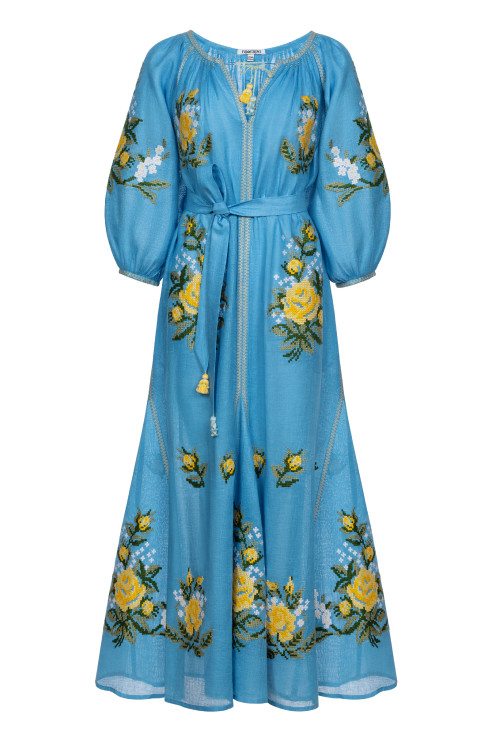 Evelyn Blue Maxi Dress Foberini