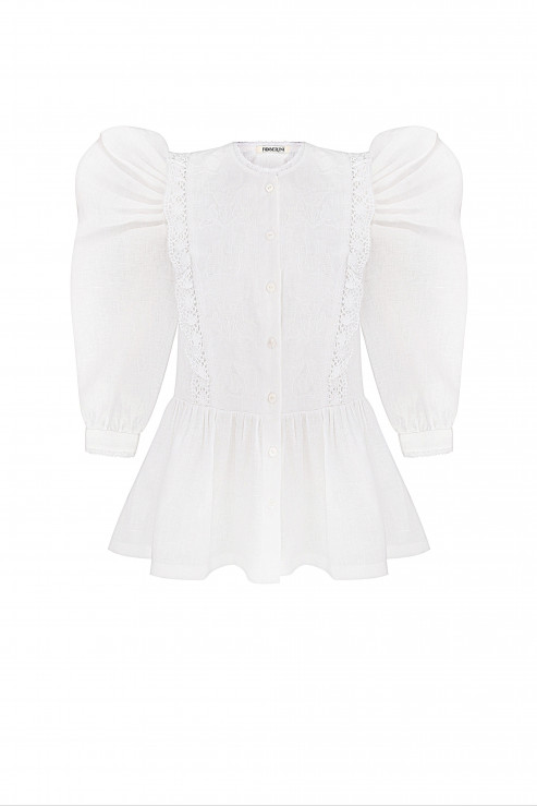 Family Tree White Embroidered Blouse