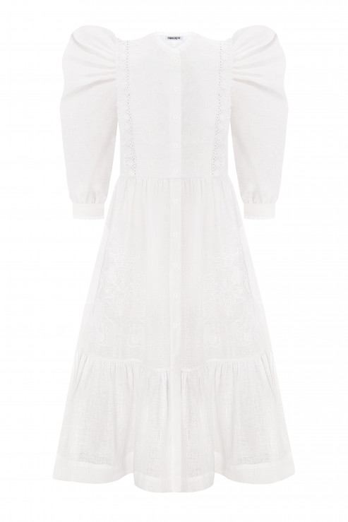 Family Tree White Midi Dress