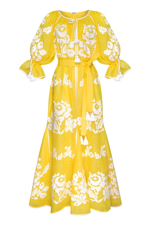 Foberini Kiss Of The Sun Vyshyvanka Style Ukrainian Folk Maxi Dress