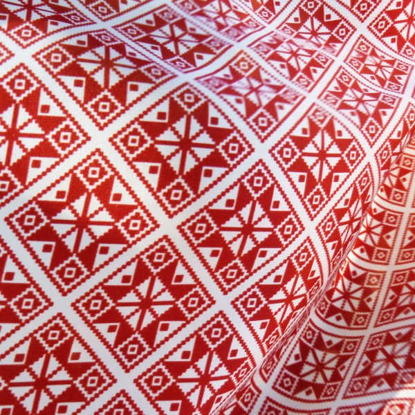 Folk Red Stars Silk Scarf