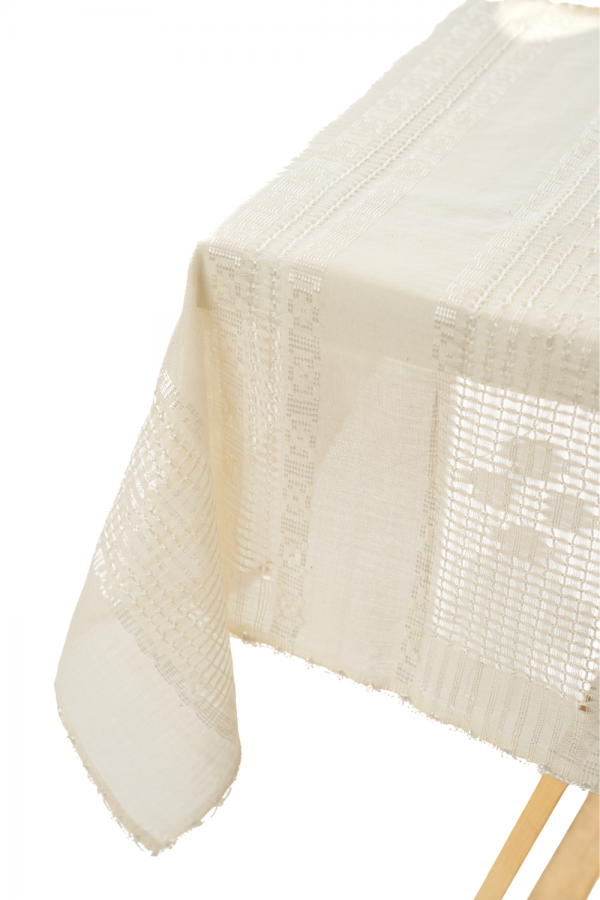 Handwoven Tablecloth with Golden Silk Thread