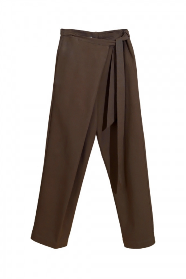 High waist linen trousers in brown Dans la Rue
