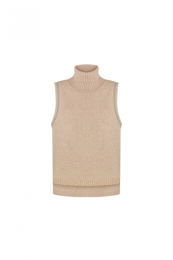 Hygge Bodywarmer in Natural Mongolia Cashmere