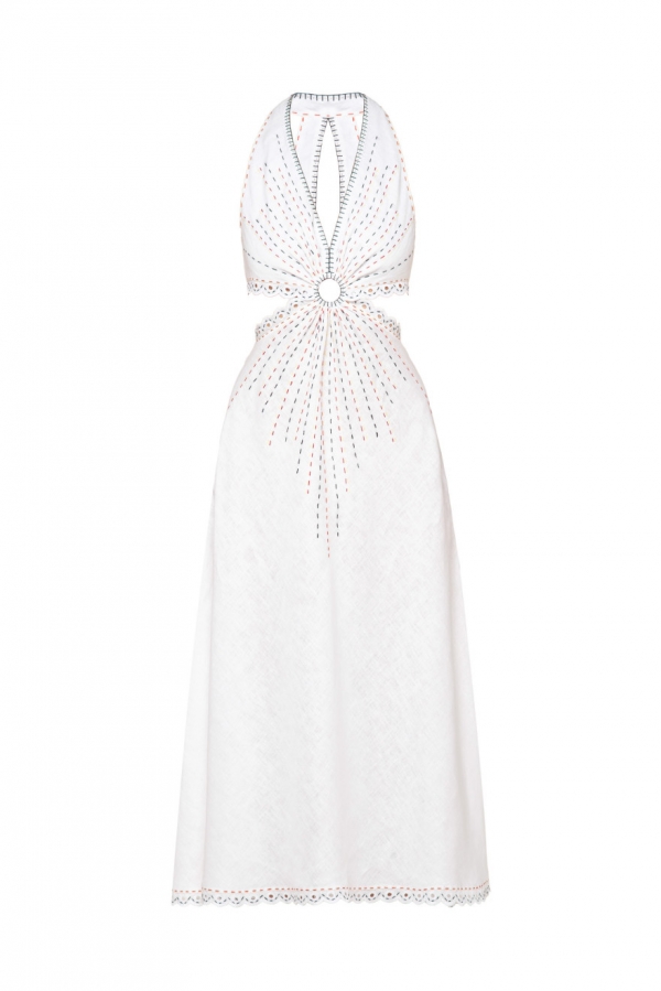 Merezhivo Long Ring Dress in White 