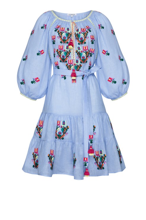 Omelia Chic Light Blue Mini Dress