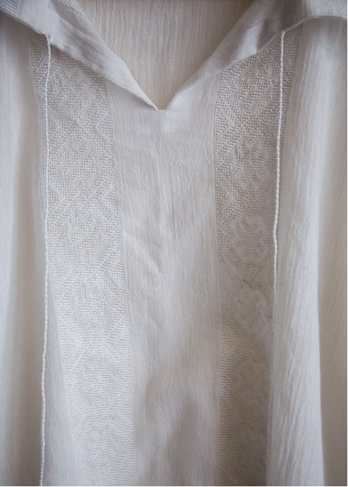 Traditional Shirt for Men with White Embroidery Handmade in Transylvania