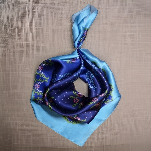 The Folk Blue Laced Silk Scarf