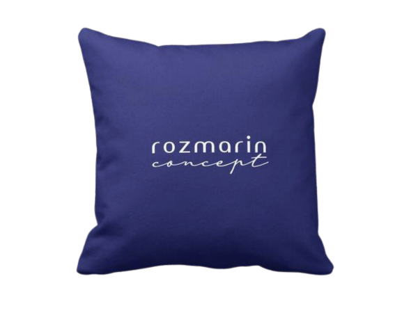 Traditional motif pillow in blue and gray 