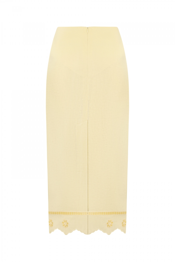 Tree of Life Yellow Embroidered Skirt