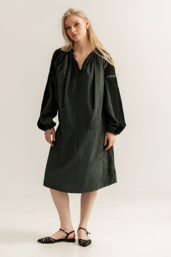 Vintage Long Romanian Blouse Reimagined – 70-Year-Old Traditional Embroidery Revived in Modern Black