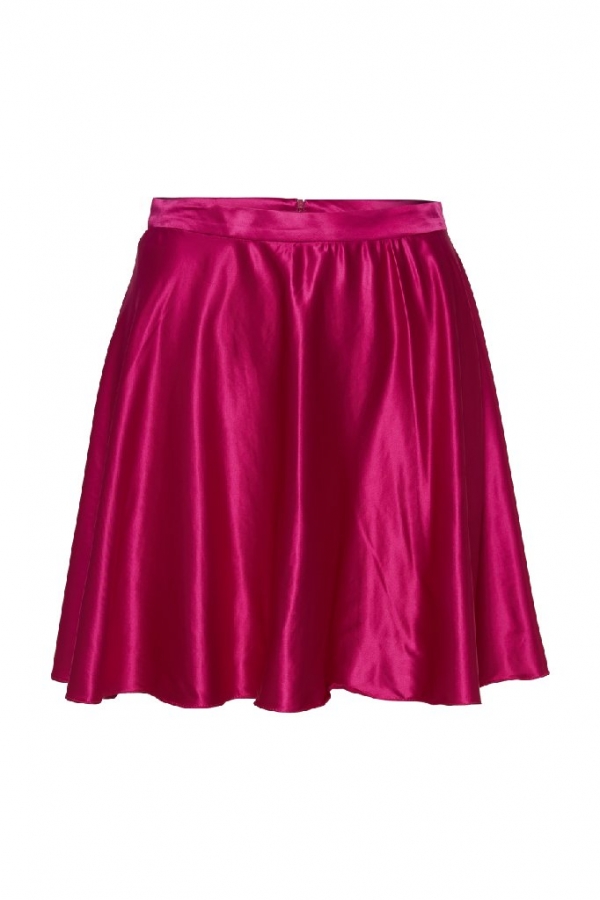 Viva Magenta Silk Mini Skirt