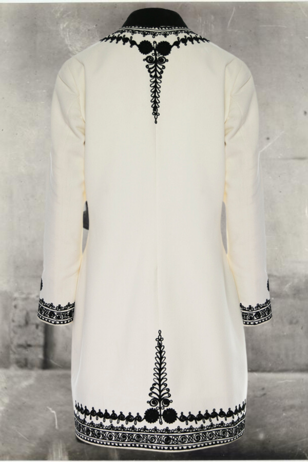White Wool & Cashmere Coat with Black Embroidery, Handcrafted by Authentic Romanian Artisans (09)